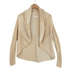 CAbi Cardigan Sweater Women Small Beige Knit Drape Collar Long Sleeve Open Front